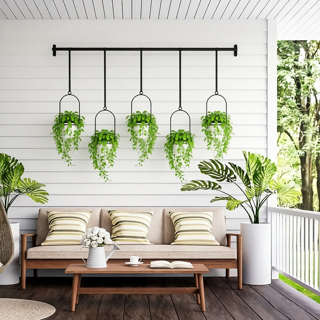 5-Pot Expandable Hanging Planter Set | Ceiling Mount for Indoor/Outdoor Herb Garden, Balcony, Window, Kitchen - Easy Install, Vintage Style, Lightweight, Polished Finish, and