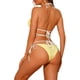 thumbnail image 3 of INSPIRE CHIC Conjuntos de Bikini con Anillo en Forma de Corazón para Mujeres, 2 Piezas, Color de Contraste, Push Up, Atado, Tejido Acanalado, Trajes de Baño Amarillo Grande, 3 of 5