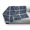 thumbnail image 3 of Geometric Soft Flannel Fleece Throw Blanket, Modern Stripes in Squares Shape Geometrical Minimalist Design Print, Cozy Plush for Indoor and Outdoor Use, 50" x 60", Night Blue and White, by Ambesonne, 3 of 6