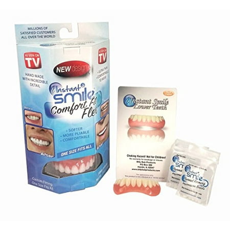 Instant Smile Comfort Fit Flex Teeth Veneer Uppers and Lowers w\ 2 extra beads