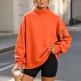 thumbnail image 4 of Hfnxid Womens Sweatshirts Loose Fit Stand Collar Long Sleeve Tops with Pocket Solid Color Casual Pullover Orange,L, 4 of 8