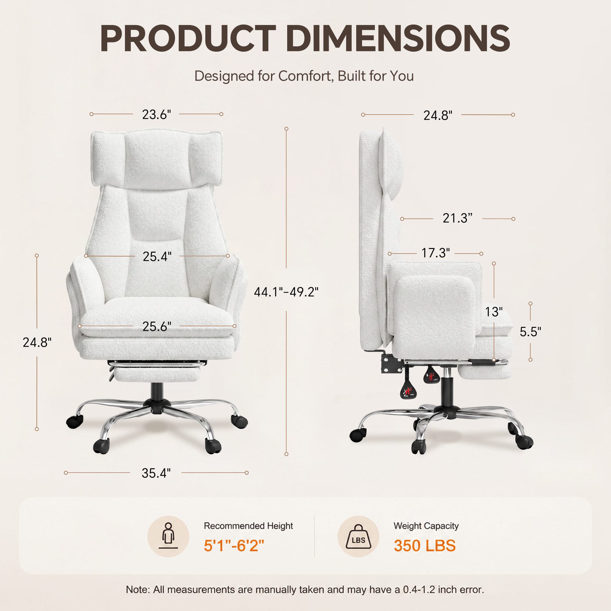 Mr Ironstone Reclining Office Chair with Footrest, White photo 8