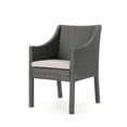 thumbnail image 3 of GDF Studio Antioch Outdoor Wicker Dining Chairs with Water Resistant Cushions, Set of 2, Grey and Silver, 3 of 6