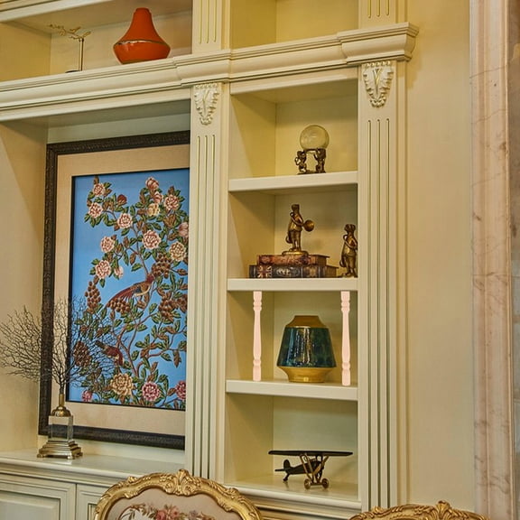 IBASETOY Khaki Solid Wood Cabinet Posts Elegant Roman Pillars for Home 2Pcs