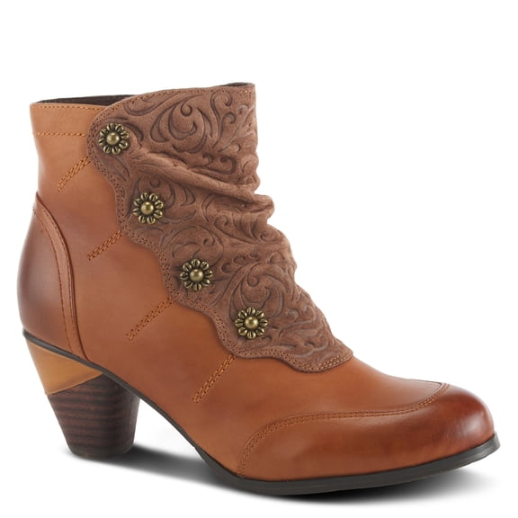 L`Artiste Belgard Women's Bootie with Vintage Embossed Leather Detail