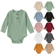 THDHVS Newborn Sleepers,Baby Girl Clothes,Baby Bodysuit Ribbed Romper Soft Unisex Boy Girl Outfit Clothes Beige 6-12 Months