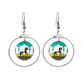 thumbnail image 1 of Castle Dream Princess Style Horse Blue Yellow Earrings Dangle Hoop Jewelry Drop Circle, 1 of 3