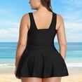 thumbnail image 2 of zaveiop Women's Plus Size Tankini Swimsuits Swim Dress Two Piece Bathing Suits V Neck Swimwear with High Waist Boyshorts (Black, 4XL), 2 of 7