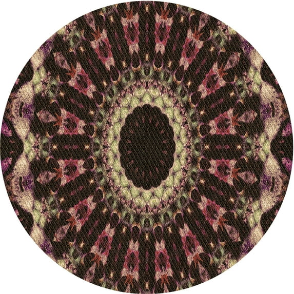 Ahgly Company Machine Washable Indoor Round Transitional Chocolate Brown Area Rugs, 4' Round
