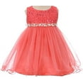 thumbnail image 3 of Big Girls Dress Wedding Pageant Sleeveless Lace Crystal Rhinestone Tulle Sash Flower Girl Dress Coral 14 (M3B4K0), 3 of 5