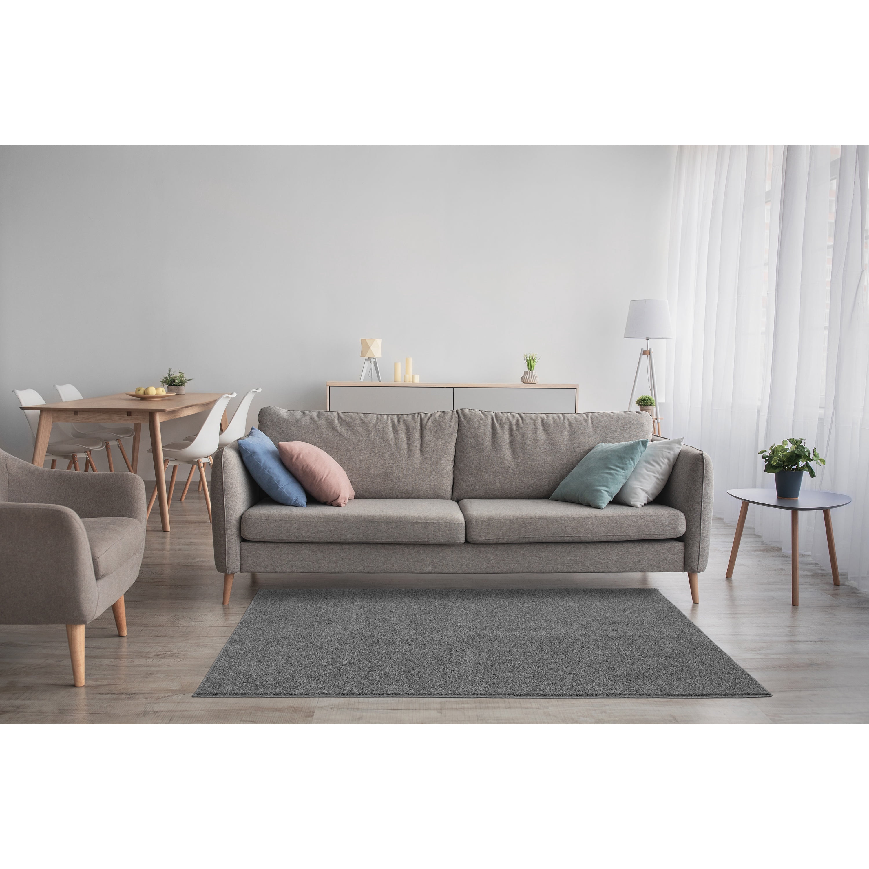 Garland Rug Palmer Plush Washable Cinder Gray Indoor Area Rug, 4' x 6'