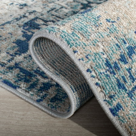 SAFAVIEH Madison Kebo Vintage Abstract Area Rug, Grey/Blue, 5'3" x 7'6"