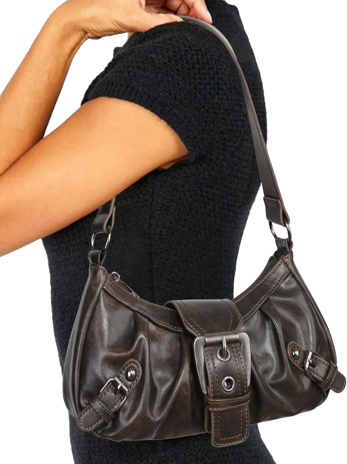 Shoulder Bag for Women Top Handle Handbag Purse Y2K Hobo Clutch Small Punk Purse Trendy
