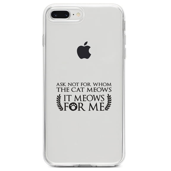 DistinctInk Clear Shockproof Hybrid Case for iPhone 7 PLUS / 8 PLUS (5.5" Screen) TPU Bumper Acrylic Back Tempered Glass Screen Protector - Ask Not For Whom the Cat Meows