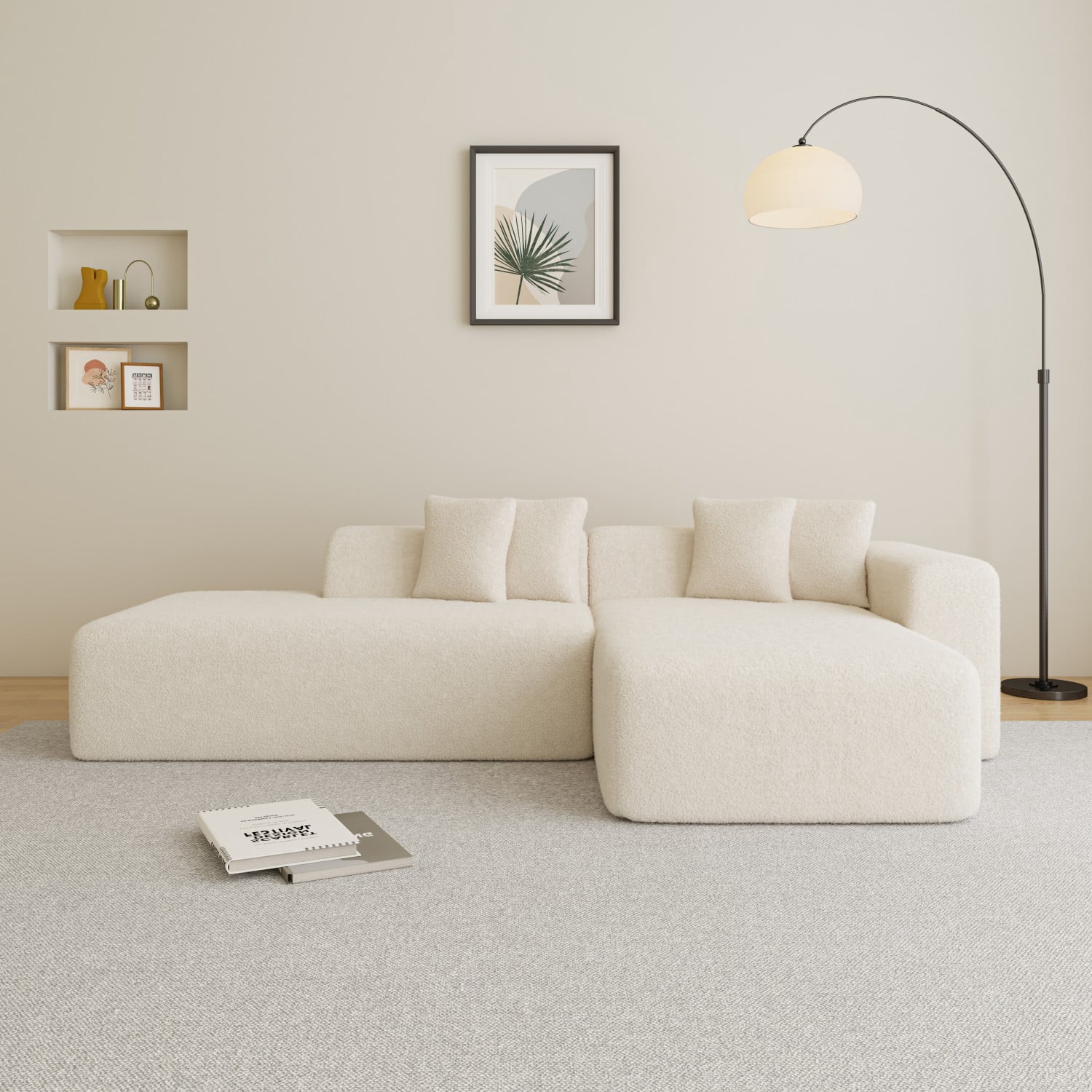 Gewnee Luxury Lambswool Modular L-Shape Sofa with Chaise - for Living Room