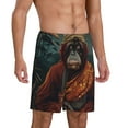 thumbnail image 2 of Logiee Banana Leaf Meditating Gorilla Print Men's Pajama Shorts with Drawstring & Pockets,Sleep Shorts for Men,Sleepwear Bottoms,Elastic Waistband Loungewear-3X-Large, 2 of 6
