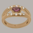 thumbnail image 2 of LBG British Made 10k Rose Gold Natural Pink Tourmaline & Cubic Zirconia Womens Band Ring - 33 size options - Size 6, 2 of 7