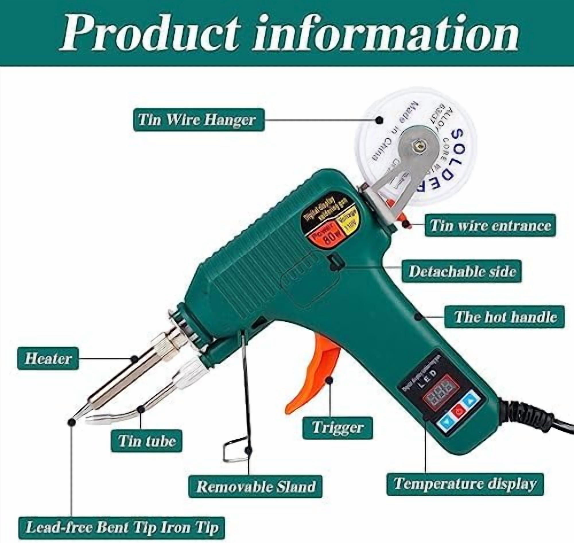 Soldering Gun Kit - Soldering Iron Kit with Adjustable Temp 180-520°C,ON/OFF ,80W LED Digital Internal Heat Soldering Gun,Auto Send Tin Soldering Kit for Electronics Welding Repair DIY$$