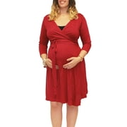 Maternity 3/4 Sleeve Knit Wrap Dress
