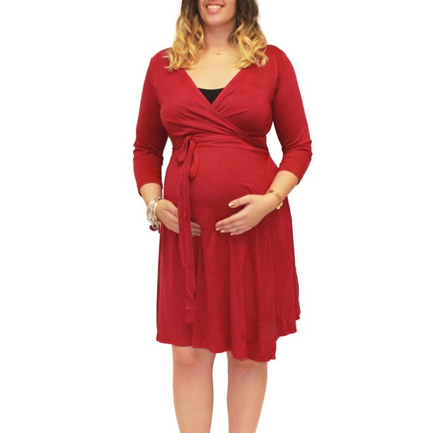 Dynabelly Maternity 3/4 Sleeve Knit Wrap Dress
