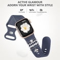 thumbnail image 5 of Comvin Flower Engraved Band Compatible with Apple Watch Bands for Women 40mm 38mm 41mm 42mm, Soft Silicone Band with Decorative Charms for iWatch Series 11 10 9 8 7 6 5 4 3 2 1 SE (With Band), 5 of 9