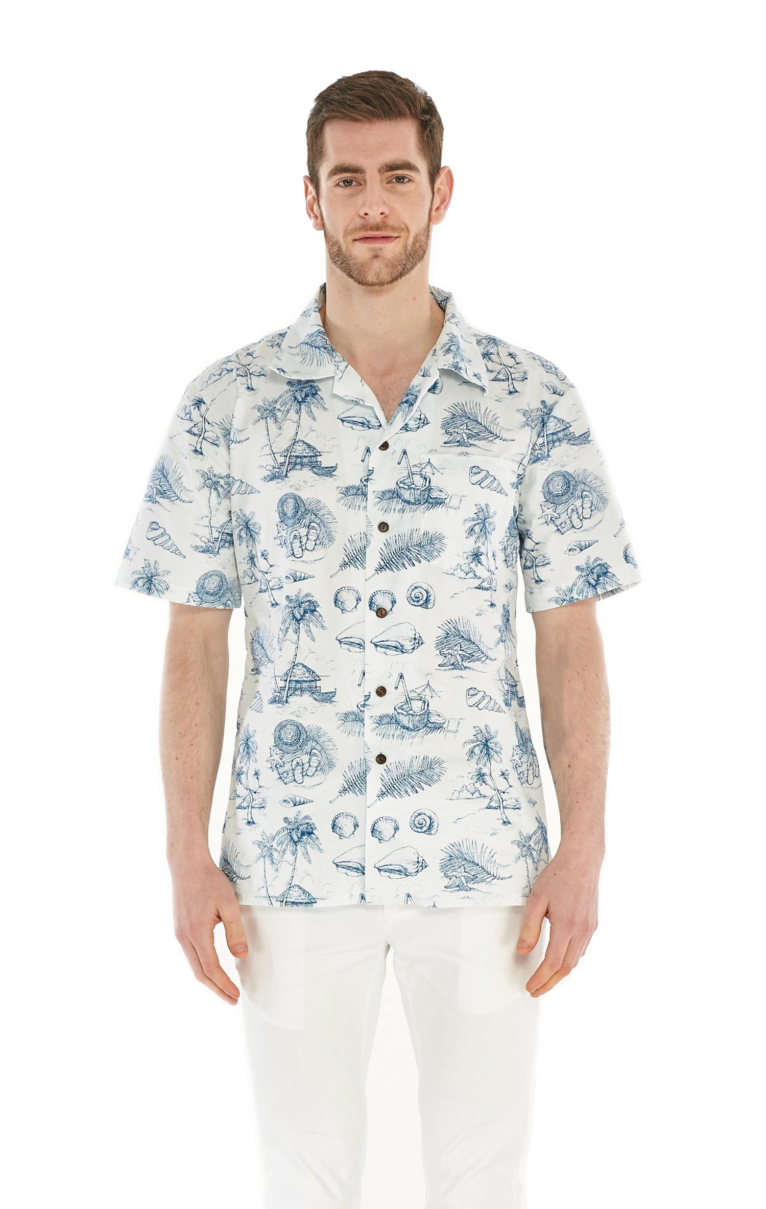 Men's Hawaiian Shirt Aloha Shirt Vintage Tropical Toile White - Walmart.com
