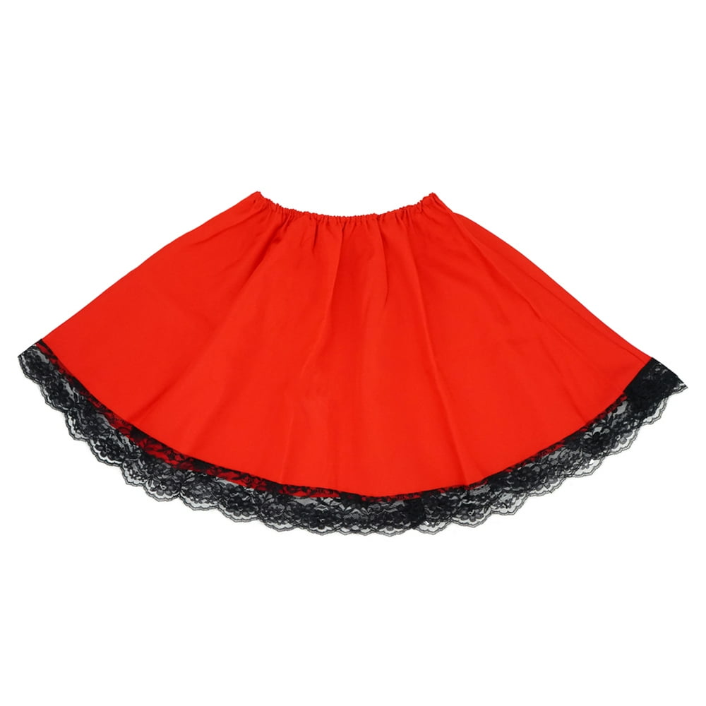 SeasonsTrading Red Costume Skirt Black Lace - Girls Women Red Riding ...
