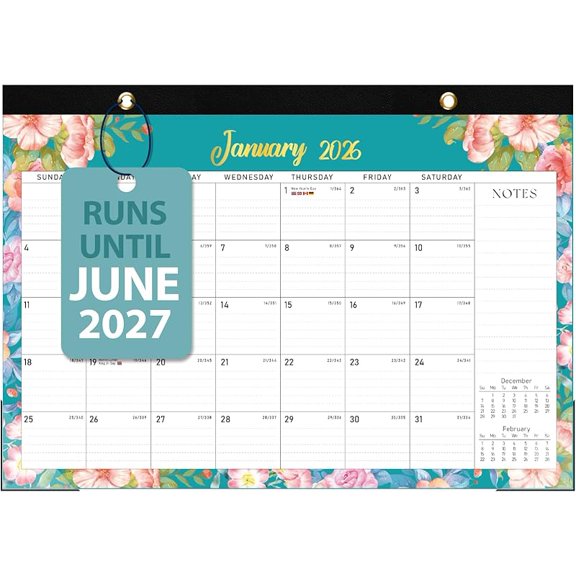 2026 Desk Calendar, Large Desktop/Wall Monthly Calendar (Jan. 2026 - Jun. 2027) School Year Desk Planner for Teacher Family School Office Supplies