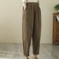 thumbnail image 3 of REALiKUN Women's Vintage Corduroy Trousers High Elastic Waist Wide Leg Pocketed Pants Cozy Straight Leg Baggy Lounge Slacks, 3 of 6