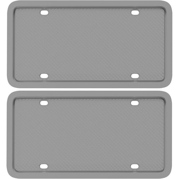 Silicone License Plate Frame, Premium Grade Universal Car Plate Frame, Rust Proof, Rattle Proof, Weather Proof License Plate Holder for US CA Standard (Gray | 2-Pack)