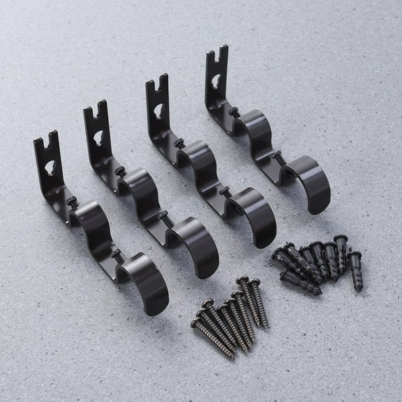 Masteelf  2 Pcs Curtain Rod Bracket Silver Dual Double Brackets Rods Curtains