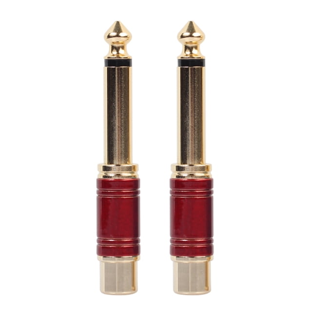 2x Vergoldeter 6,35 Stecker auf RCA Buchse Adapter TS Stecker (rot) Hugtrwg Nuevos Originales