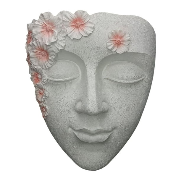 Maceta colgante con escultura facial, figura decorativa creativa, maceta para flores Blanco