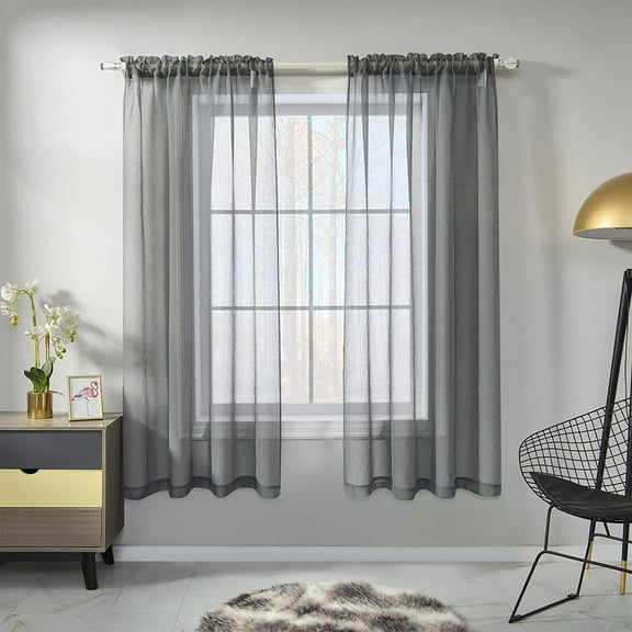 Rosnek Sheer Curtains Elegant Sheer Window Drapes Rod Pocket, Single Panel in Gary