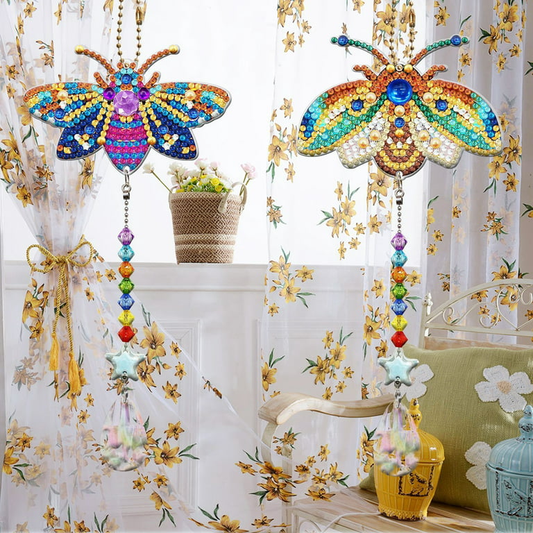 Wovilon Acrylic hanging decoration, Diamond Butterfly Shape Wind Chime,  Painting Suncatcher DIY Wind Chime Hanging Double Sided Crystal Paint by  Number Ornament for Adults Kids Home Garden Decoration 