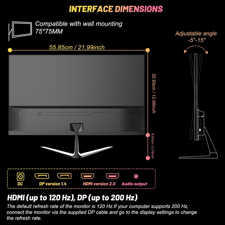 LXZ 24.5 inch Gaming Monitor,IPS PC 200Hz FHD 1080P Without Bezel