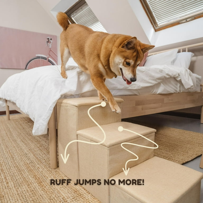 PET AWESOME Indoor Doggie Stairs with Adjustable Steps, Storage
