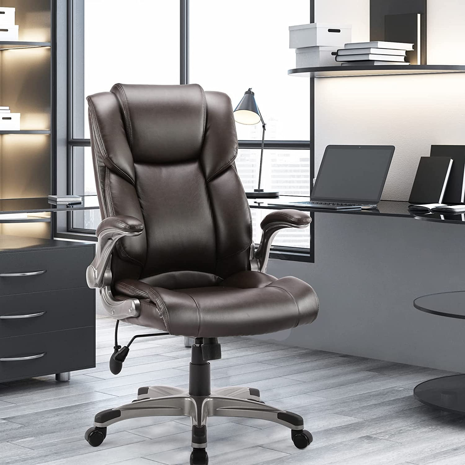 Big & Tall Bonded Leather Office Chair Ergonomic Executive Computer Desk  Chair Black 