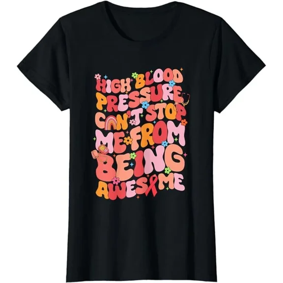 Funny High Blood Pressure Can't Stop Me Ladies' Crewneck T-Shirt