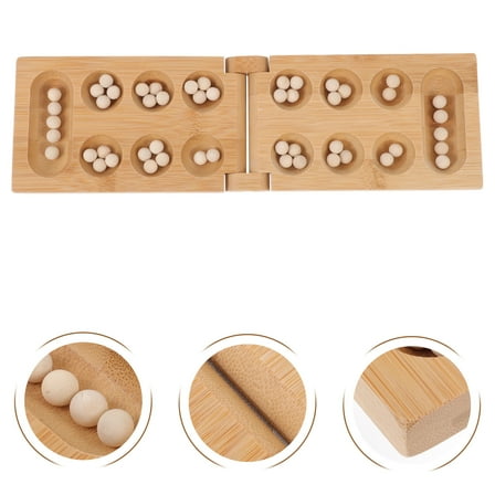 Beaupretty Mancala Board Game Khaki Wooden Thinking Puzzle for Home 1Pc