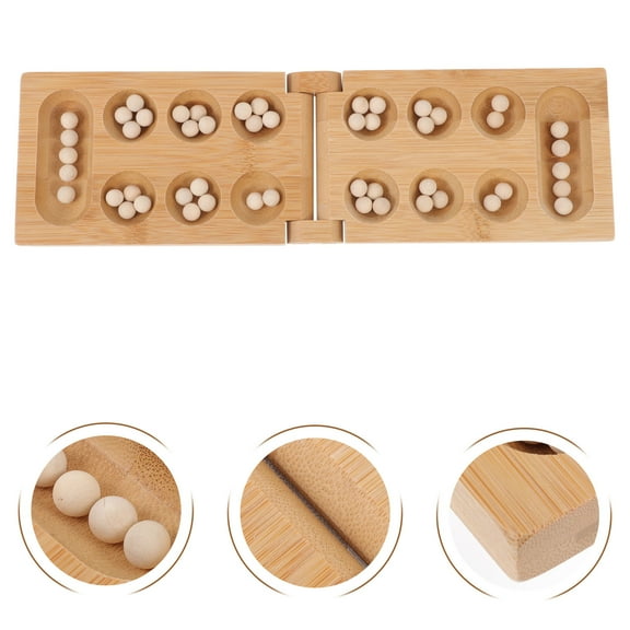 Beaupretty Mancala Board Game Khaki Wooden Thinking Puzzle for Home 1Pc