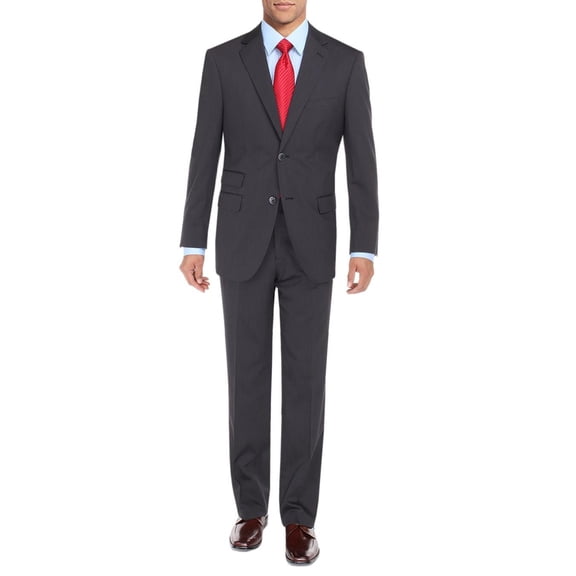 Mens Ticket Pocket 2-piece Charcoal Modern Fit Suit DTI