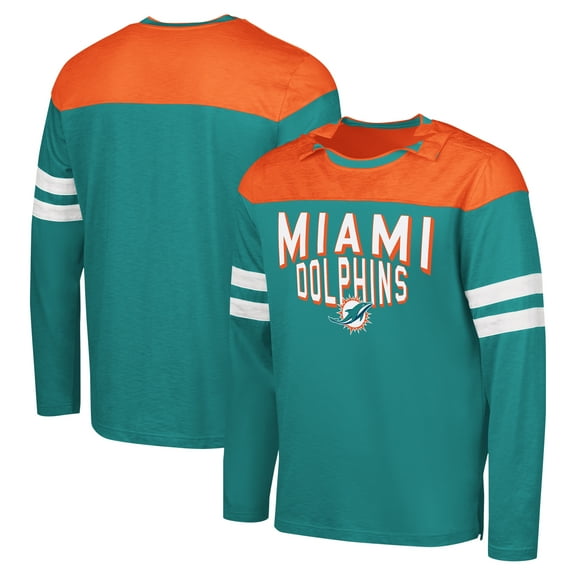 Men's G-III Sports by Carl Banks Aqua/Orange Miami Dolphins Adaptive Hail Mary Long Sleeve T-Shirt