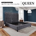 thumbnail image 3 of Merluxy Upholstered Queen Bed Frame with Headboard Sleigh PlatformTufted Bed/Dark Gray, 3 of 17