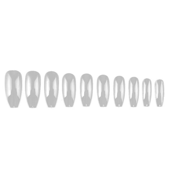 DHARMONAL 500Pcs False Full Round Acrylic Gel Nail Acrylic Curved Nail Tips Clear Nail Ballerina Nails Full Coverage Full Well Nail Tips Coffin Clear Acrylic Nails Full Cover Short