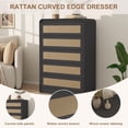 thumbnail image 2 of Commode en Rotin de 31 Pouces de Hauteur avec 5 Tiroirs, Commode Moderne pour Chambre, Salon, Couloir, 2 of 8