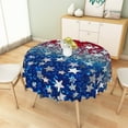 thumbnail image 3 of Aofoto Patriotic Red Blue Star Tablecloth 60 Inch Round, Washable Farmhouse Table Cloth Decorative for Picnic Party Holiday Home Indoor Outdoor, 3 of 6