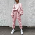 thumbnail image 2 of YWDJ Yoga Joggers for Women High Waist Fashion Women Casual Solid Long Sleeve Round-Neck Tracksuit Pencil Pants Pink XL, 2 of 7