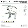 thumbnail image 4 of Kingston Brass AE103T2 Aqua Vintage 7" Center Deck-Mount Clawfoot Tub Faucet with Hand Shower, Polished Brass, 4 of 5