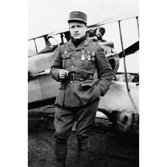 Print: Lafayette Escadrille, Lt. Raoul Lufbury i.e. Lufbery, World War